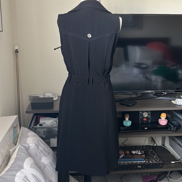 White House black market sleeveless black trench coat dress 6 - Picture 9 of 14